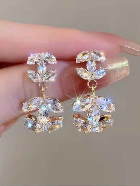 Macy's Jewelry - Macy's Gold Drop Earrings with Clear Crystal Marquise Stones